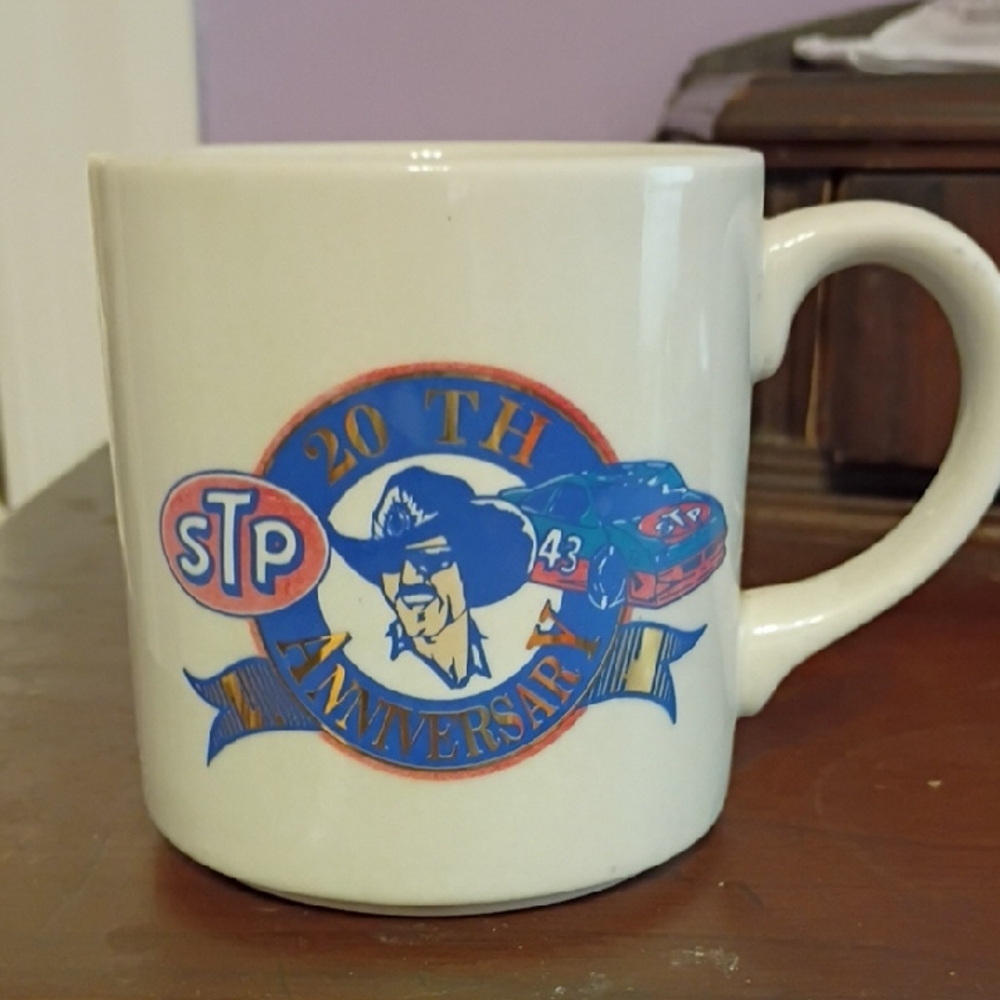 20th Anniversary STP Richard Petty White Ceramic Coffee Mug